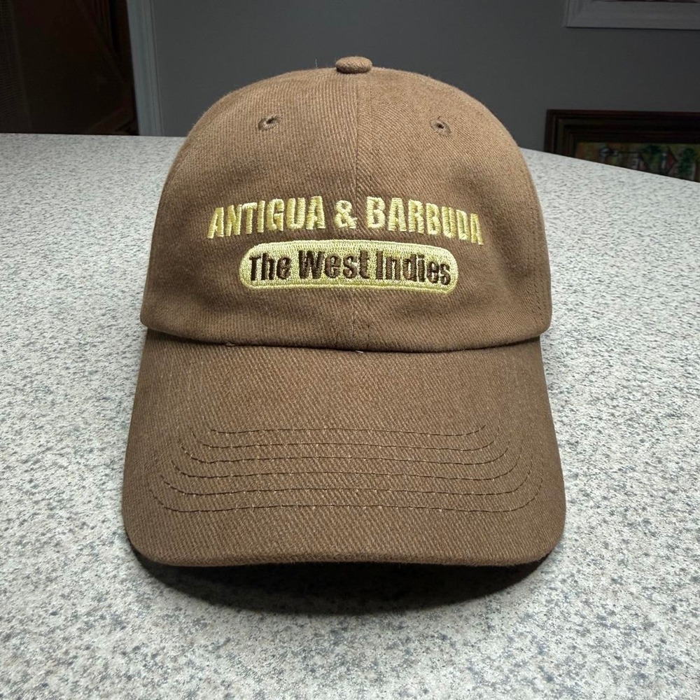 Vintage Morpho Antigua & Barbuda The West Indies Strapback Hat Brown